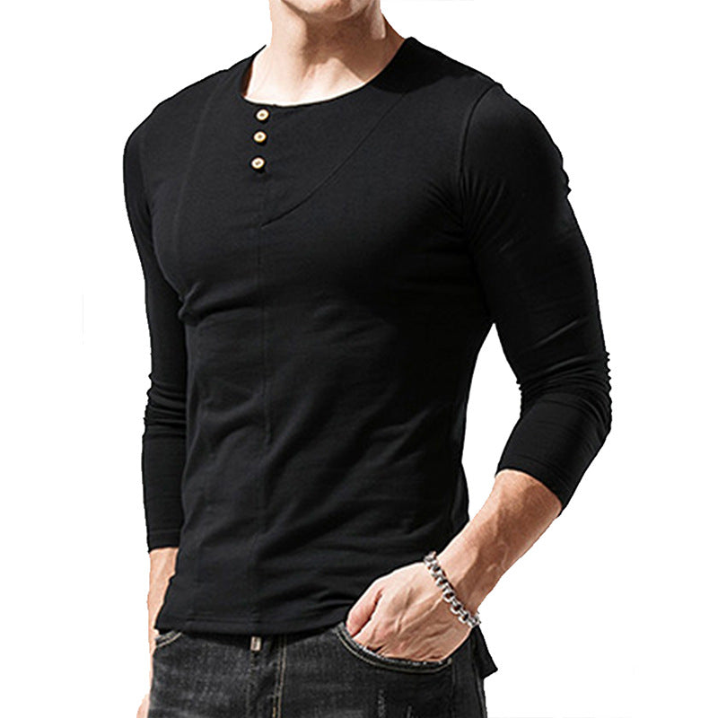 Herren Langarmshirt Modern Knopfdetail Elegante Optik