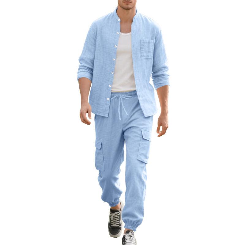Herren Leinenanzug Bequem atmungsaktiv mit Taschen
