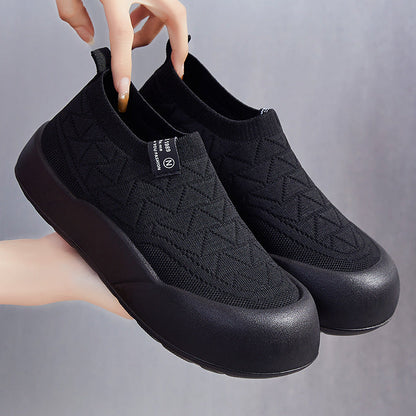 Damen Sneaker Bequem Slip-On mit Flexibles Strickdesign