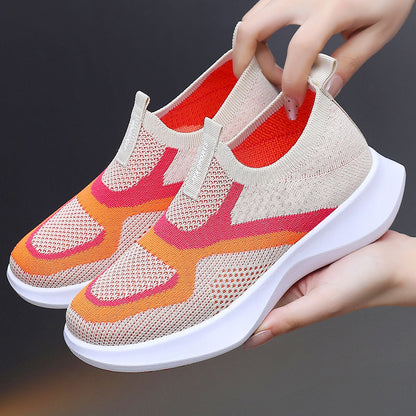 Damen Sneaker Bequem Slip-On mit Strickdesign - BerlinGlamour