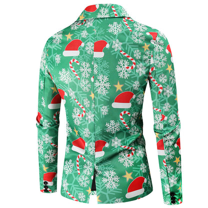 Herren Blazer Weihnachtlich Moderner Anzug Blazer