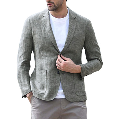 Herren Blazer Leinen Optik Strukturiert Elegant