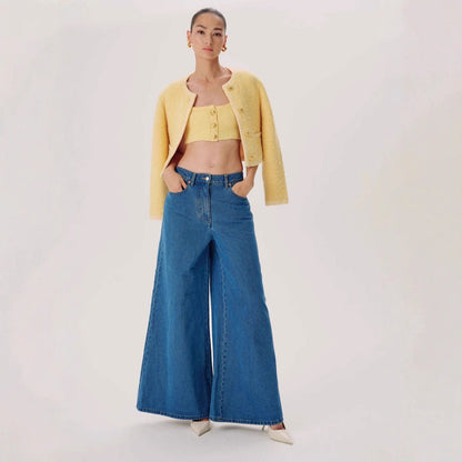 Damen Jeanshose Weit Bequem Moderner Schnitt - BerlinGlamour