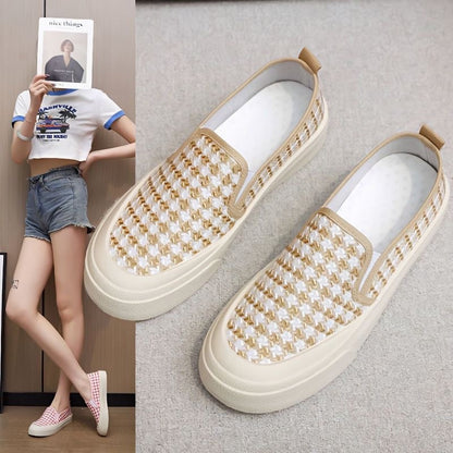 Damen Sneaker Slip-On Karo Flexi Fußbett Modern
