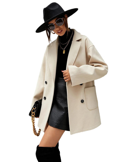 Damen Wollmantel Oversized Lang Groß