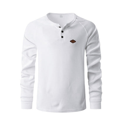 Herren Langarmshirt Modern mit Knöpfen und Struktur Optik