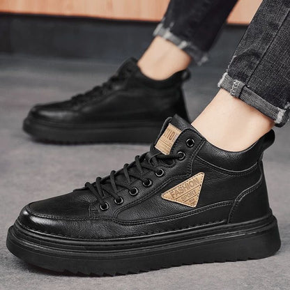 Damen Sneaker High-Top robust Lederschuhe bequem