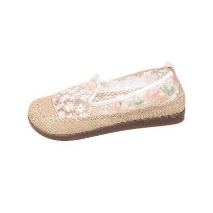 Damen Ballerinas Slip-On Bequem Blumenmuster Rutschfest