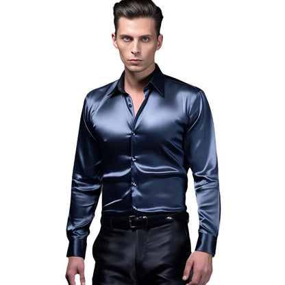 Elegantes Herren-Hemd Satin Glänzend Modern