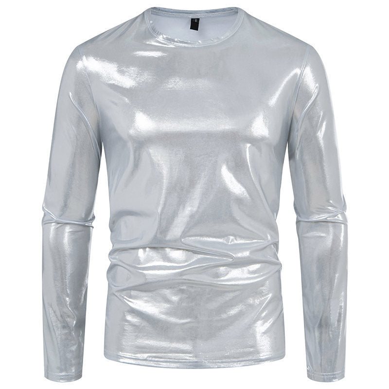 Herren Shirt Langarm Stretch Glänzend Modern