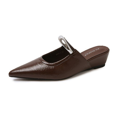 Damen Mules Slingback Schuhe Spitz Mit Ketten Dekor Elegant