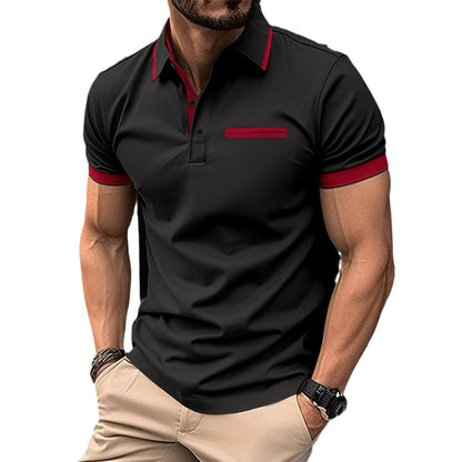 Herren Polohemd Modern Baumwolle Kontrastdetails Elegant