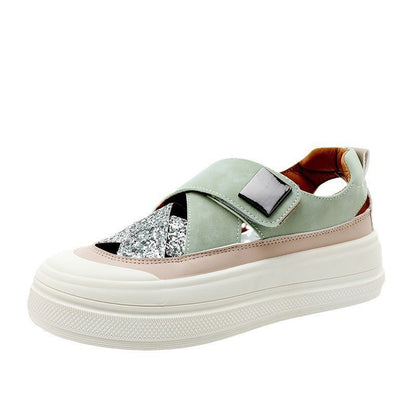 Damen Plateausneaker Glitzer Obermaterial Bequem - BerlinGlamour