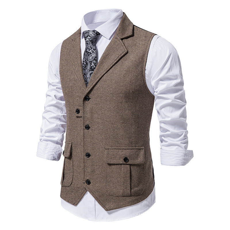 Herren Anzugweste Herringbone Stoff Elegant Modern - BerlinGlamour