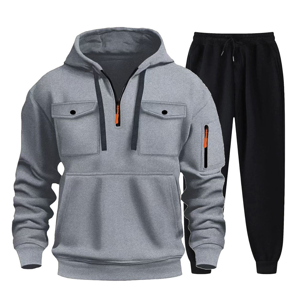 Herren Sportanzug Hoodie Jogginghose Set GrauSportlich