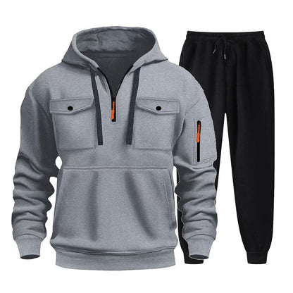 Herren Sportanzug Hoodie Jogginghose Set GrauSportlich