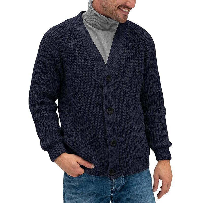 Herren Strickjacke Grobstrick mit Knöpfen Modern