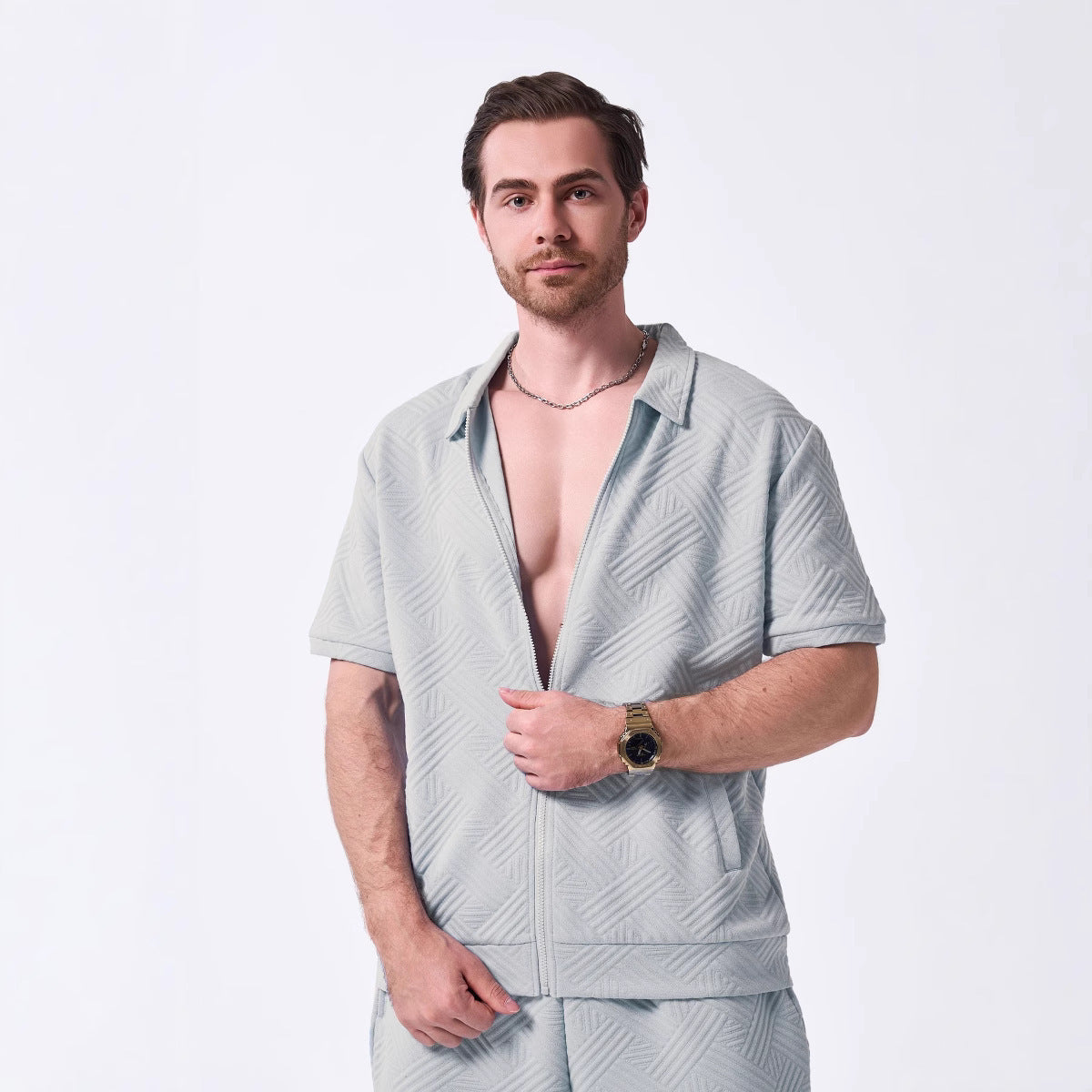 Herren Kurzarmshirt Modisch Strukturiert Berlin Style - BerlinGlamour