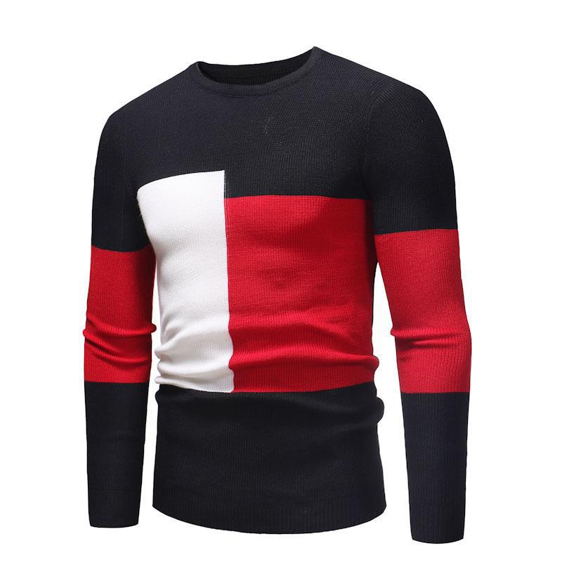 Herren Pullover Modernes Blockmuster Designer Style - BerlinGlamour