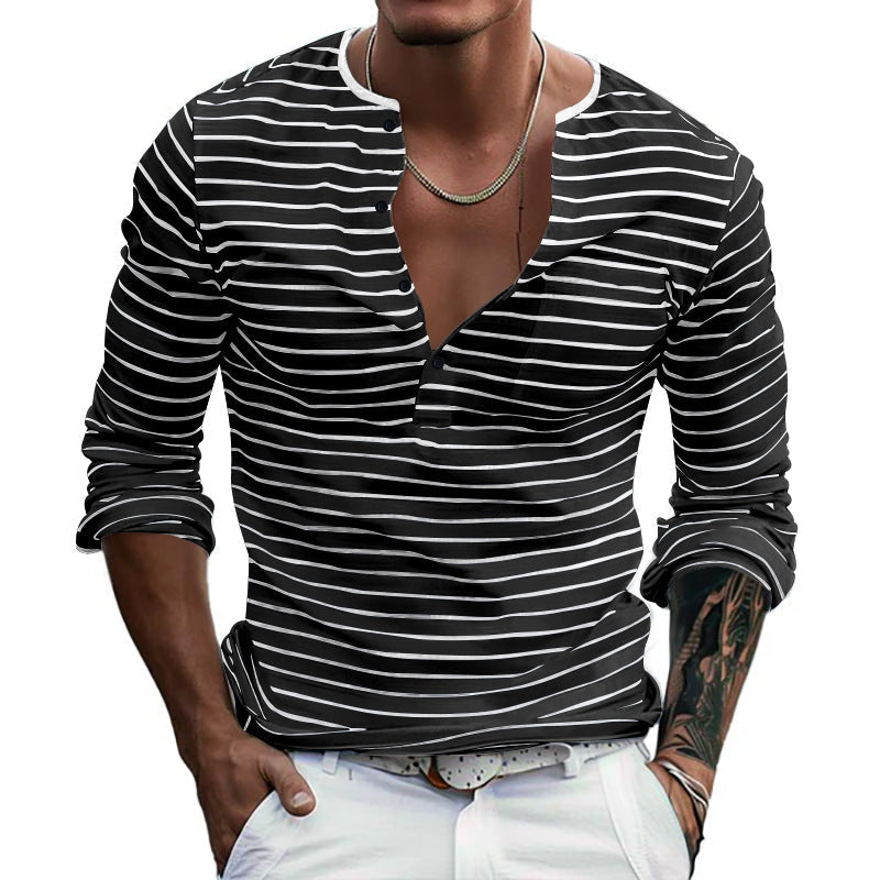 Herren Langarmshirt Streifenmuster Modern