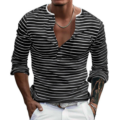 Herren Langarmshirt Streifenmuster Modern