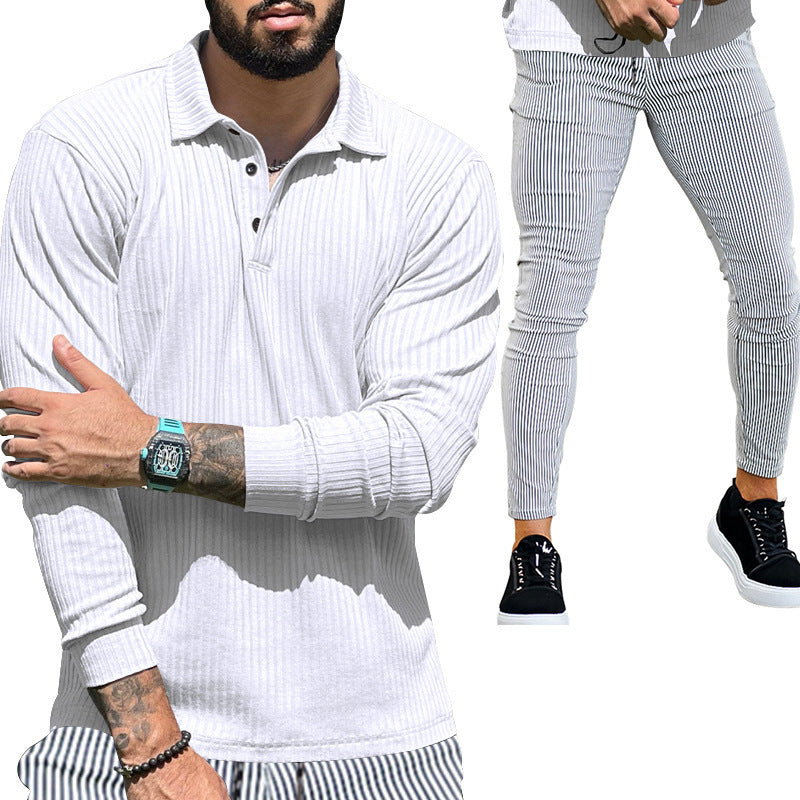 Herren Langarmshirt Sportlich Modern Strukturiert