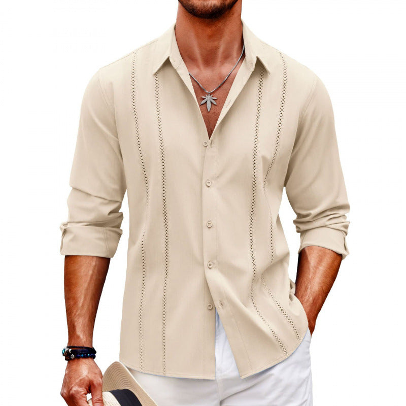 Herren Langarmbluse Elegant Streifenmuster Slim Fit