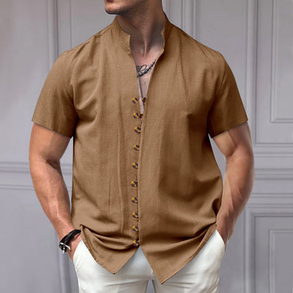 Herren Kurzarmhemd Modern Stehkragen Elegant