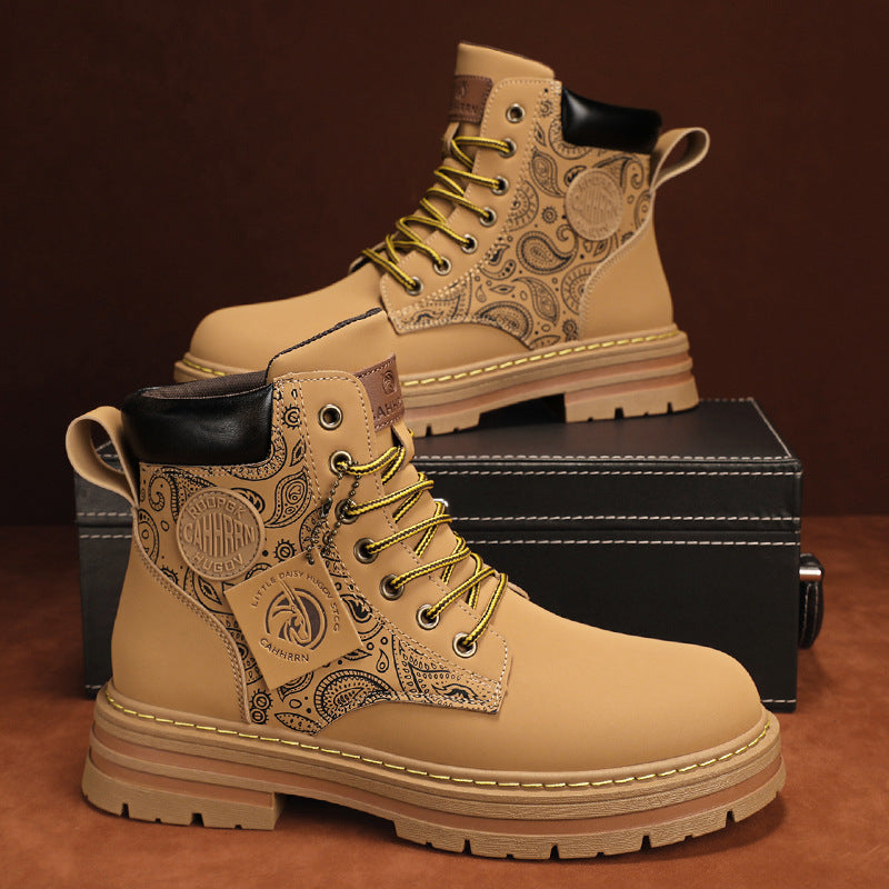 Damen Stiefel High-Top Paisley Muster Robust Winter - BerlinGlamour