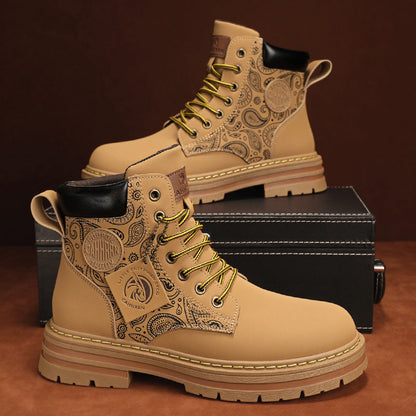 Damen Stiefel High-Top Paisley Muster Robust Winter - BerlinGlamour