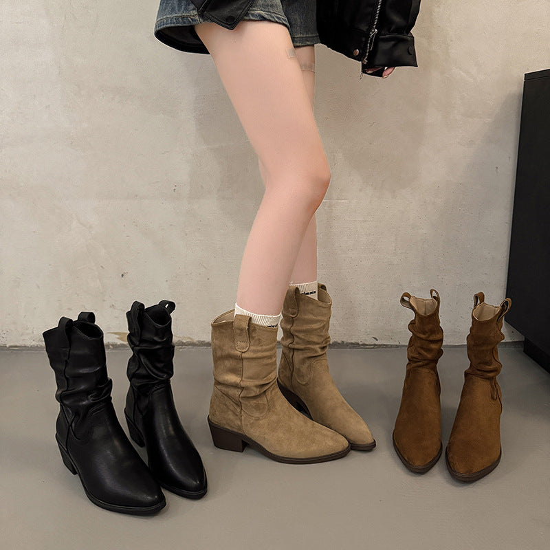 Damen Cowboy-Stiefel Mit Blockabsatz Komfortabel - BerlinGlamour