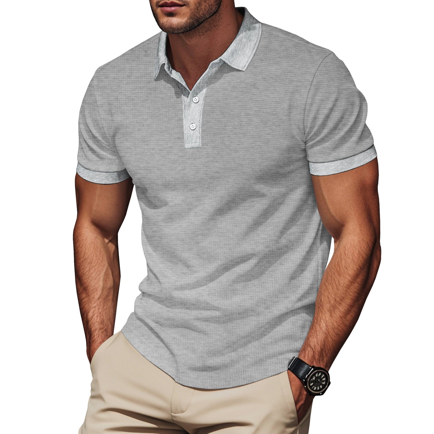 Herren Poloshirt Komfort Design Strukturiert Modern