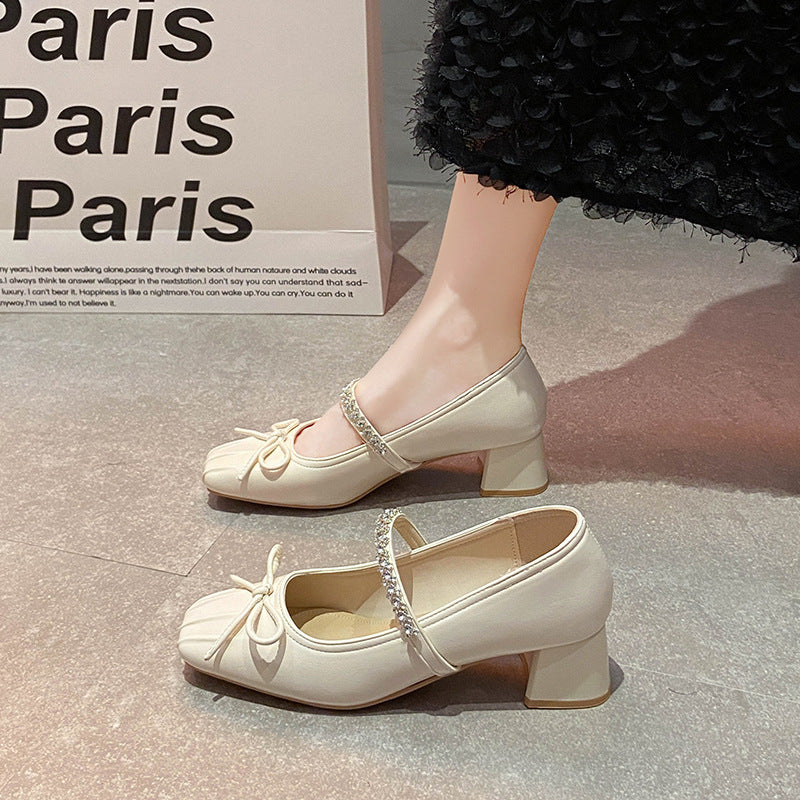 Damen Ballerinas Glitzerriemen Zierliche Schleife