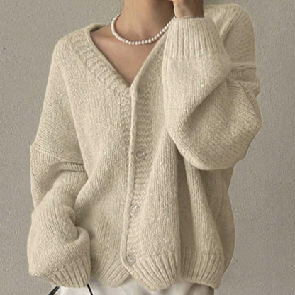 Damen Strickjacke V-Ausschnitt Weich Modern