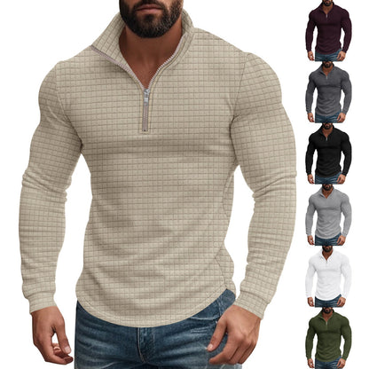 Herren Pullover Midlayer Struktur Optik Hochkragen - BerlinGlamour