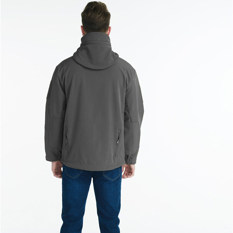 Herren Softshelljacke Taktisch mit Reißverschlusstaschen Verstellbar
