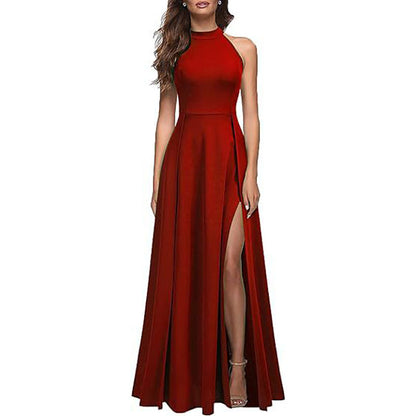 Damen Maxikleid Hochgeschlossen mit Seitenschlitz Elegant