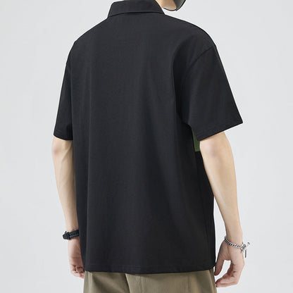 Herren Poloshirt Farbblock Modern mit Brusttasche