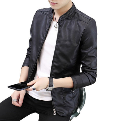 Herren Lederjacke Modern Slim Fit Schwarz
