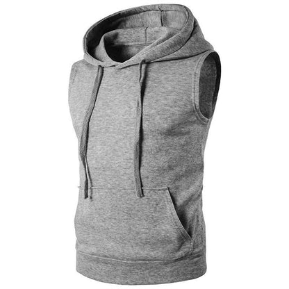 Herren Kapuzenshirt Ärmellos atmungsaktiv mit Kängurutasche