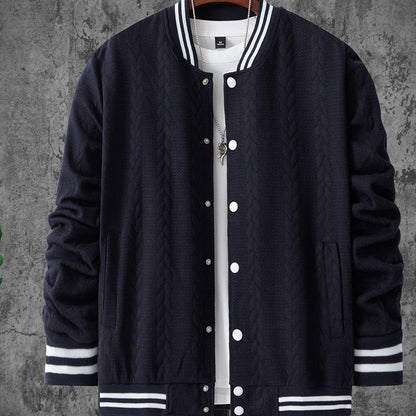Herren Bomberjacke Sportlich Strickmuster Modern