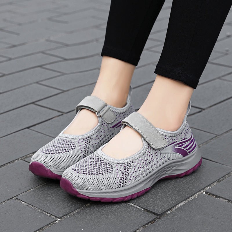 Damen Sneaker Komfortable Slip-On Schuhe Bequem Klettverschluss