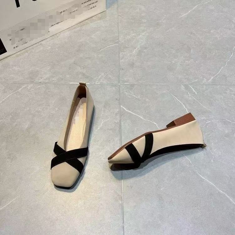 Damen Ballerinas Elegante Kreuzriemen Schuhe