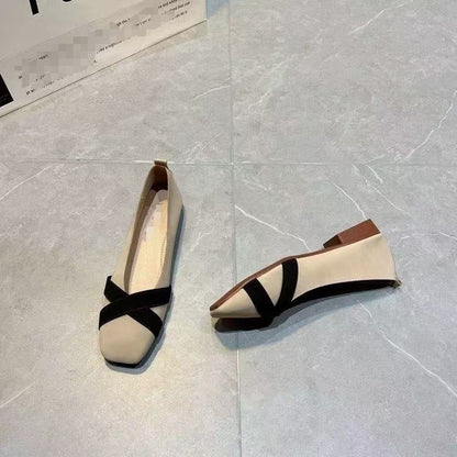 Damen Ballerinas Elegante Kreuzriemen Schuhe