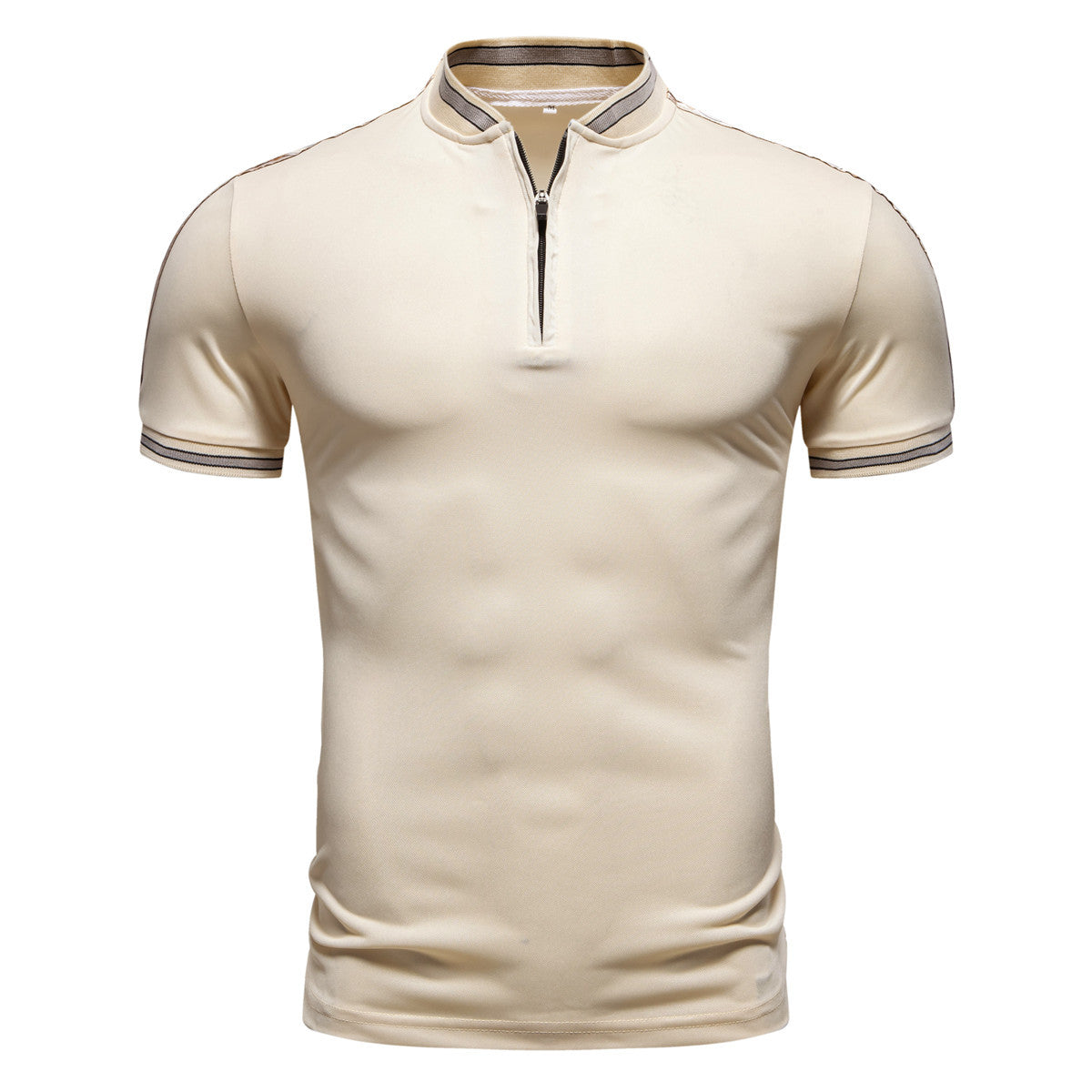 Herren Poloshirt Stehkragen Reißverschluss Modern Sportlich