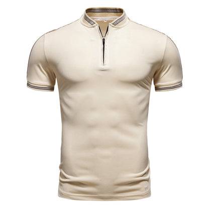 Herren Poloshirt Stehkragen Reißverschluss Modern Sportlich