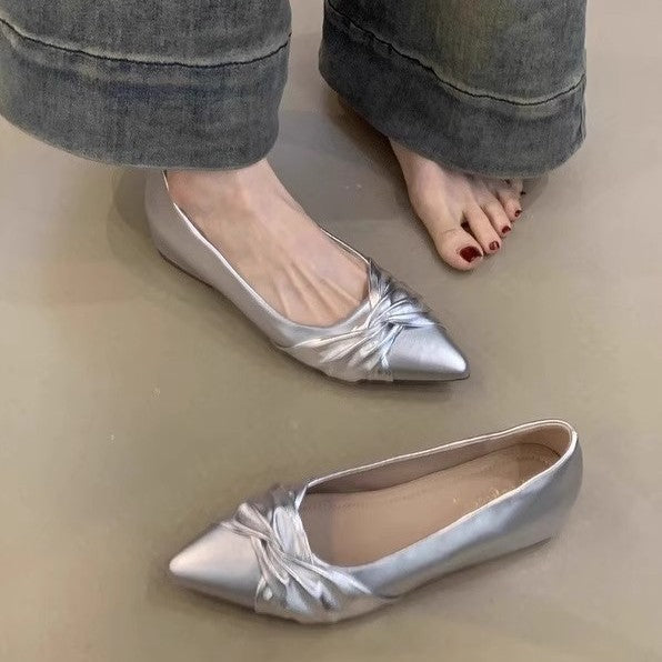 Elegante Damen Ballerinas Spitze Schleife Modern