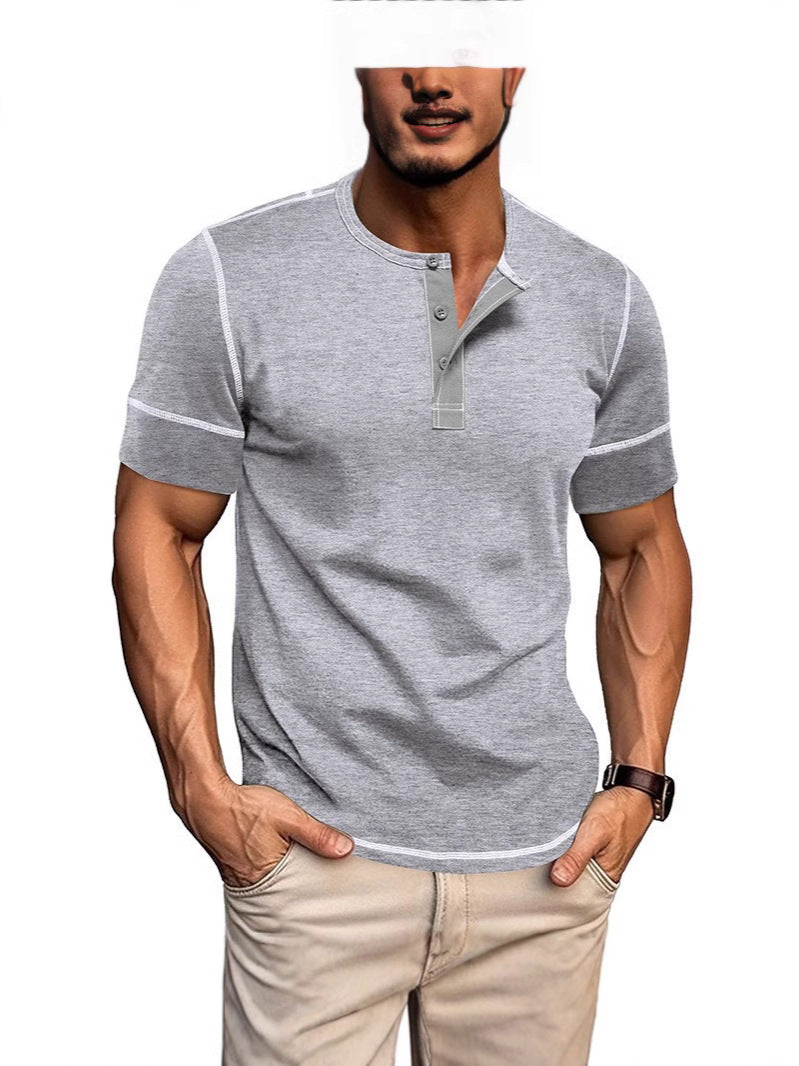 Herren Hemd Kurzarm Modern mit Kontrastnähten