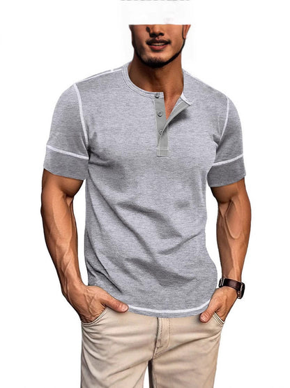 Herren Hemd Kurzarm Modern mit Kontrastnähten