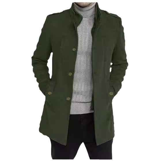 Herren Mantel Modern Überzieh-Mantel mit Taschen Schwarz